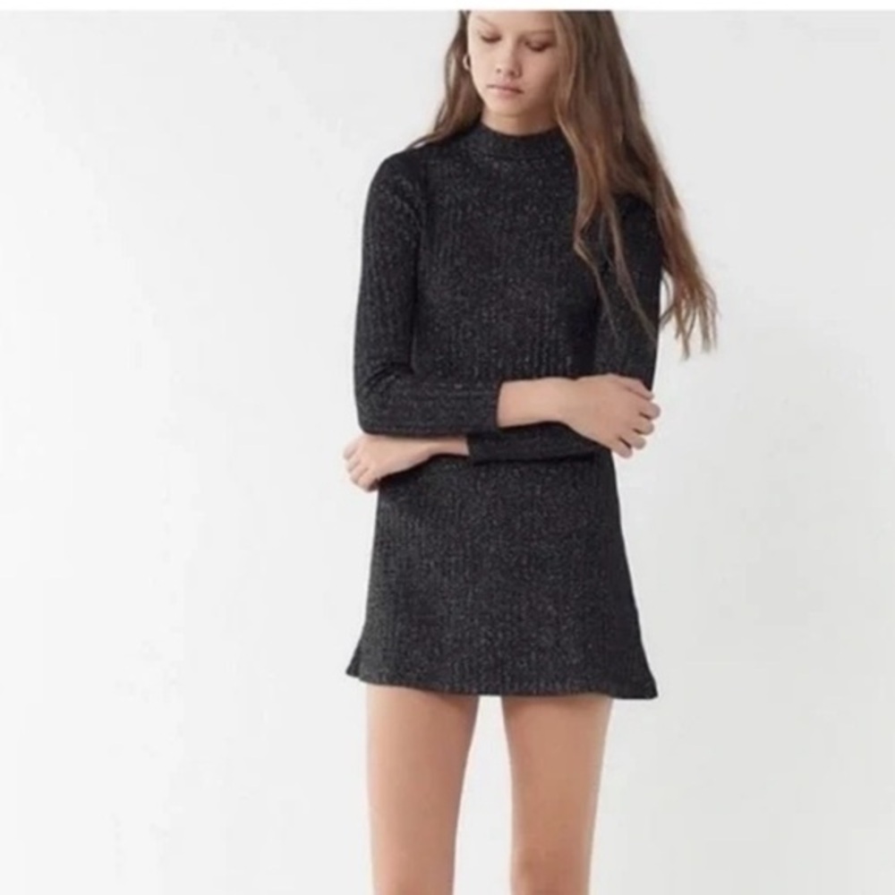 Urban Outfitters Black Sparkle Knit Long Sleeve Tunic Sweater Dress XS